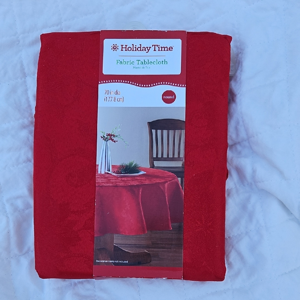 Holiday Time Fabric Tablecloth
